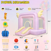 AKEYDIY Bounce House for Kids 3-12, Cotton Candy Inflatable Bouncy Castle with Wings Akeydiy